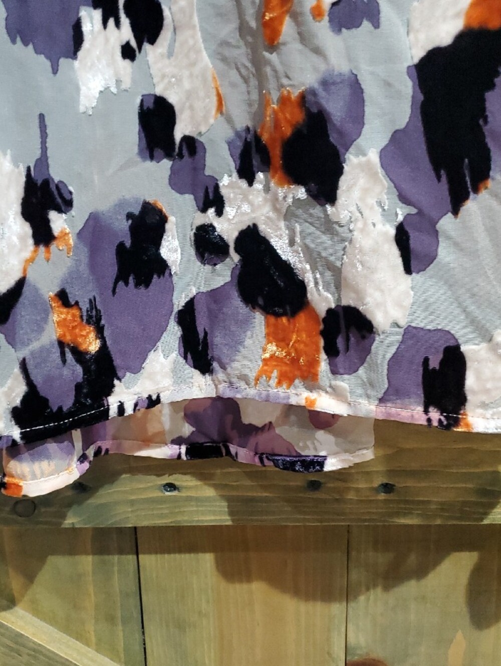 CAbi Abstract Slip Dress in White, Purple & Orange Eclectic Maximalism, Artsy - Picture 3 of 9